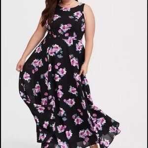 Torrid Maxi Dress 18 Floral High Neck Georgette Fabric